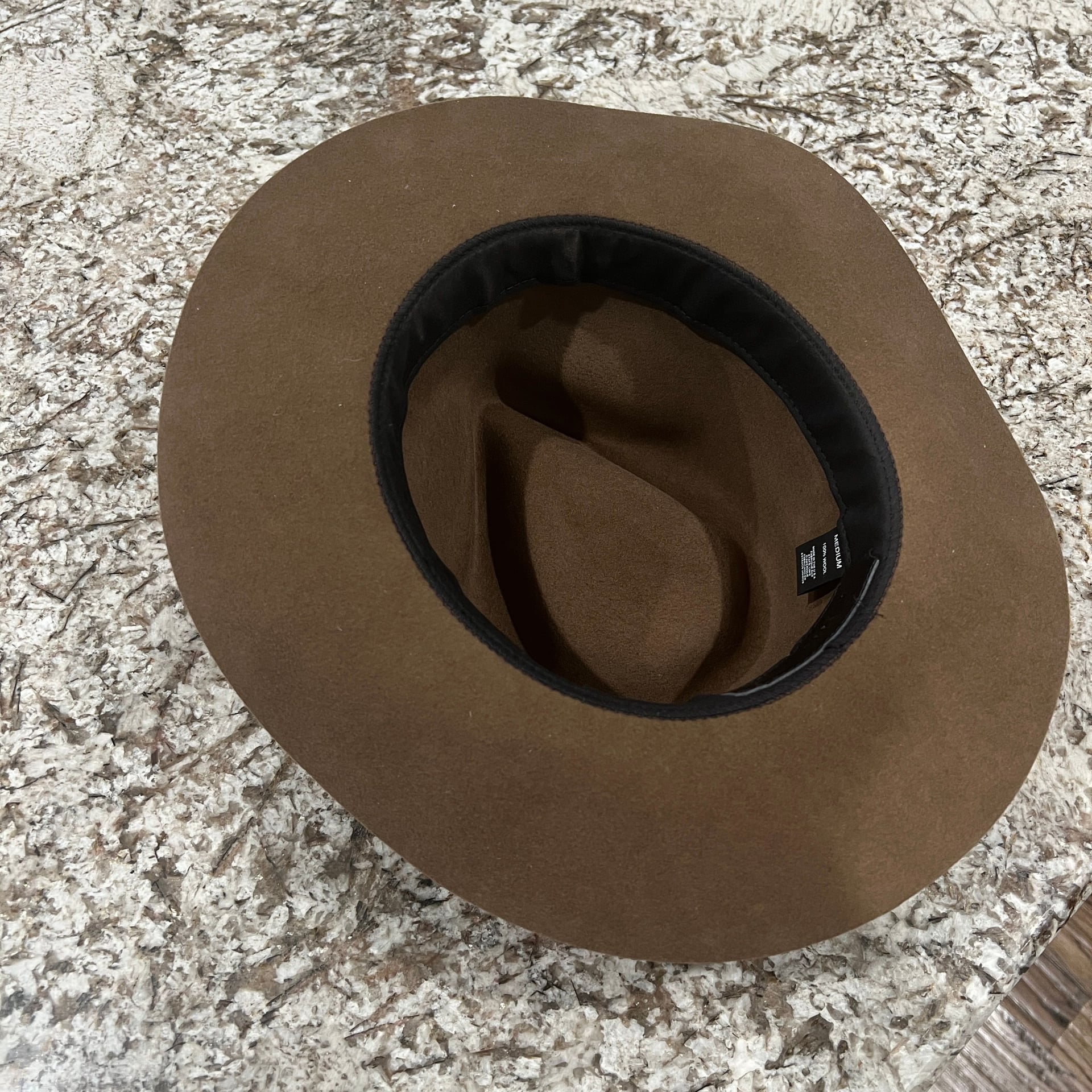 Janessa Leone Brown Black Leather Trim Band Wool Felt Hat Size Medium 5