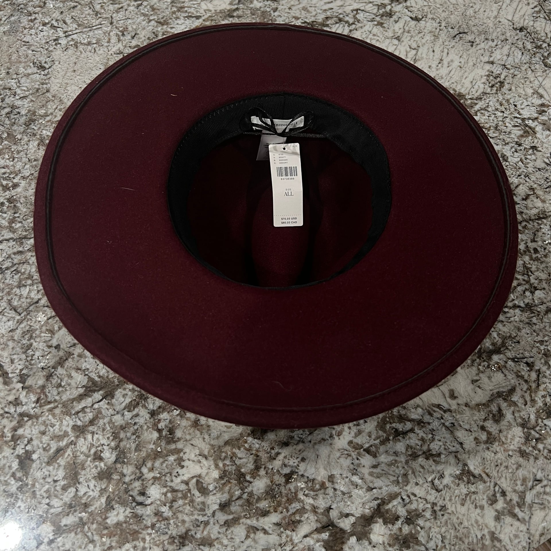 Anthropologie Burgundy Charm Trimmed Rancher Felt Hat Celestial and Geometric 6