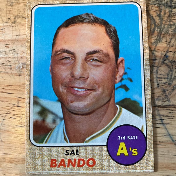 Sal Bando autographed Baseball Card (Oakland Athletics) 1968 Topps #146,