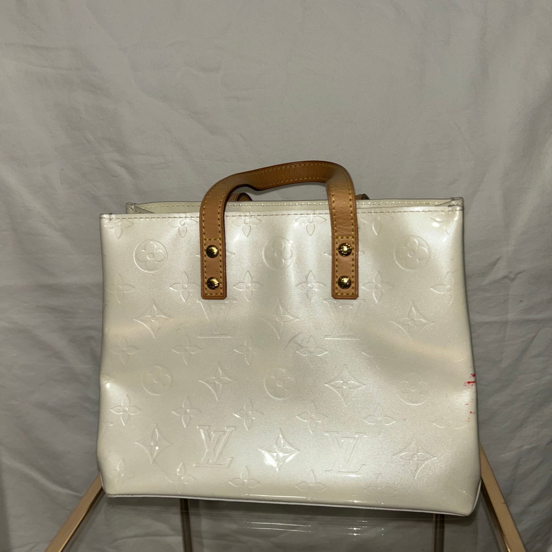 Authentic Louis Vuitton Vernis Reade PM Hand Bag Pearl White Cream M91336 2