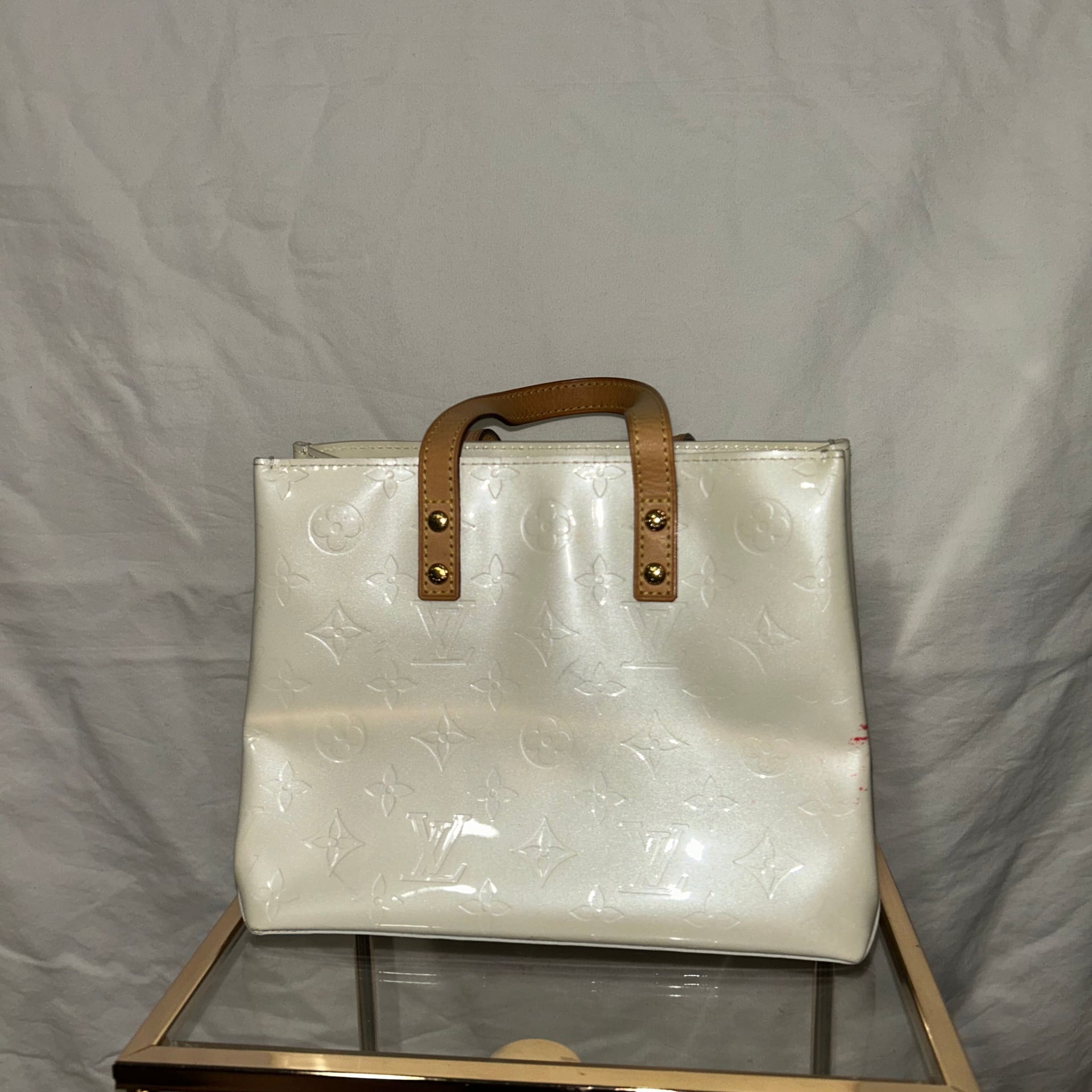 Authentic Louis Vuitton Vernis Reade PM Hand Bag Pearl White Cream M91336 1