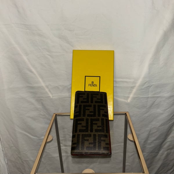 Fendi Tobacco Zucca Canvas and Leather Bifold Passport Organizer Fendi