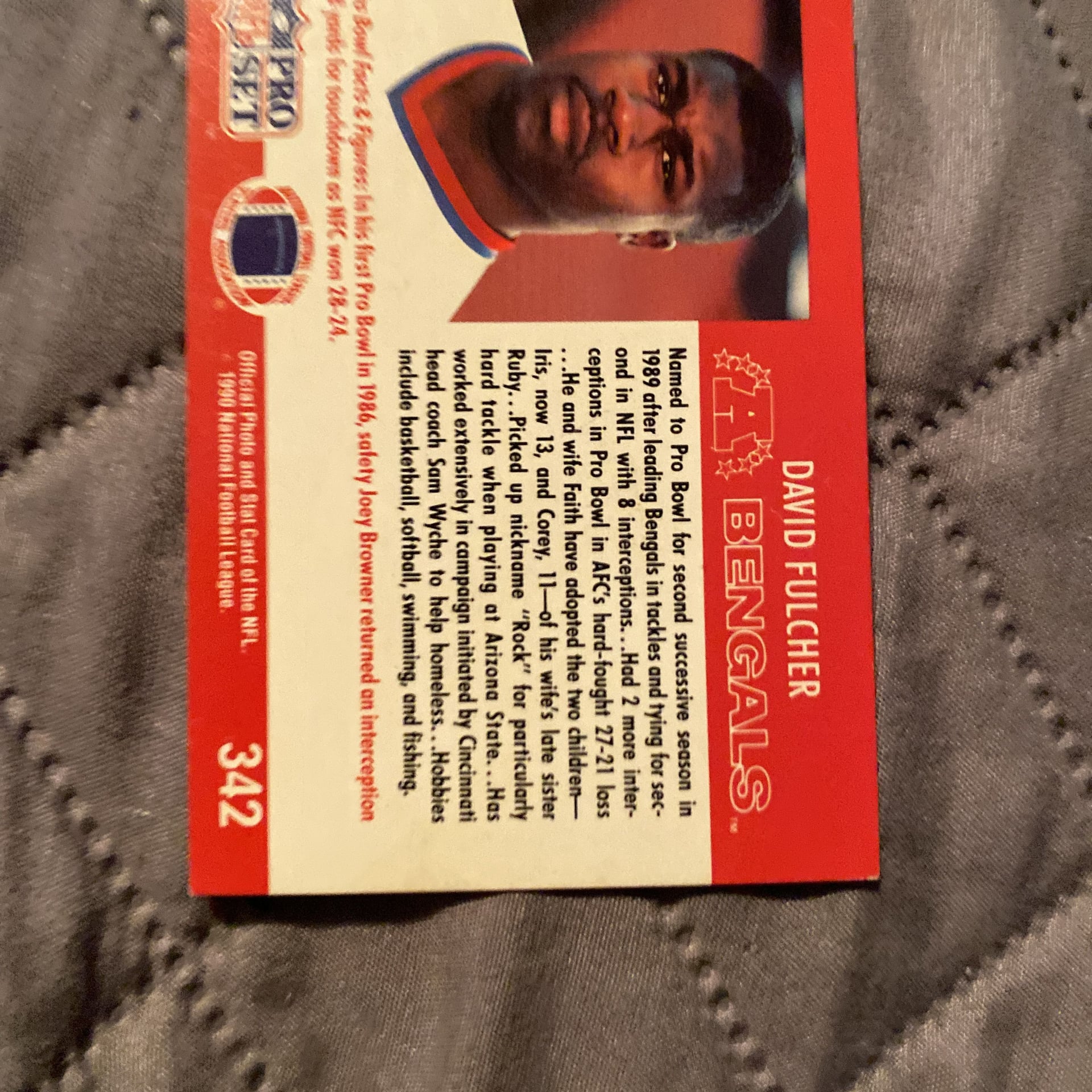 1990 Pro Set 342 David Fulcher 2