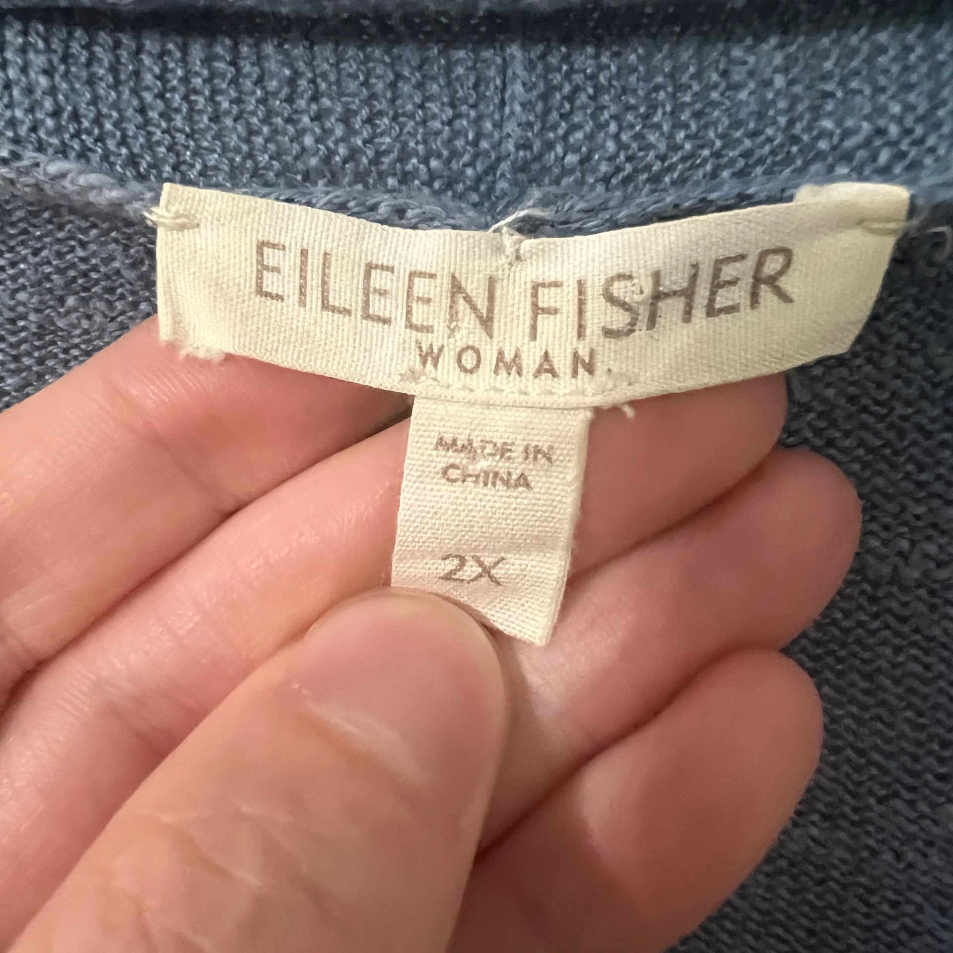 Eileen Fisher Blue Open-Front Cardigan 3/4 Sleeve Periwinkle Blue Size 2X Linen 3