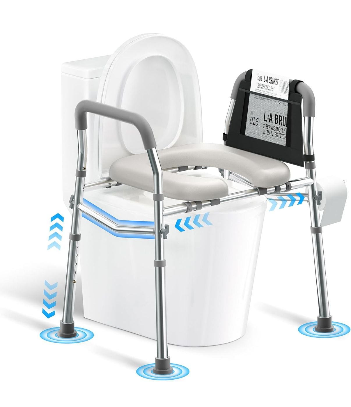 Adjustable Toilet Safety Rail with Backrest 1