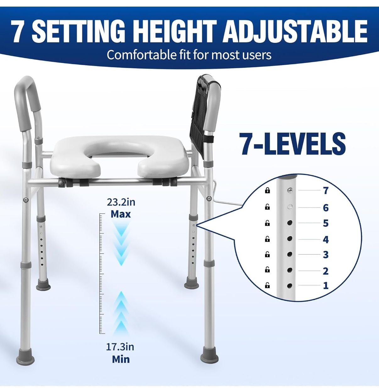 Adjustable Toilet Safety Rail with Backrest 6