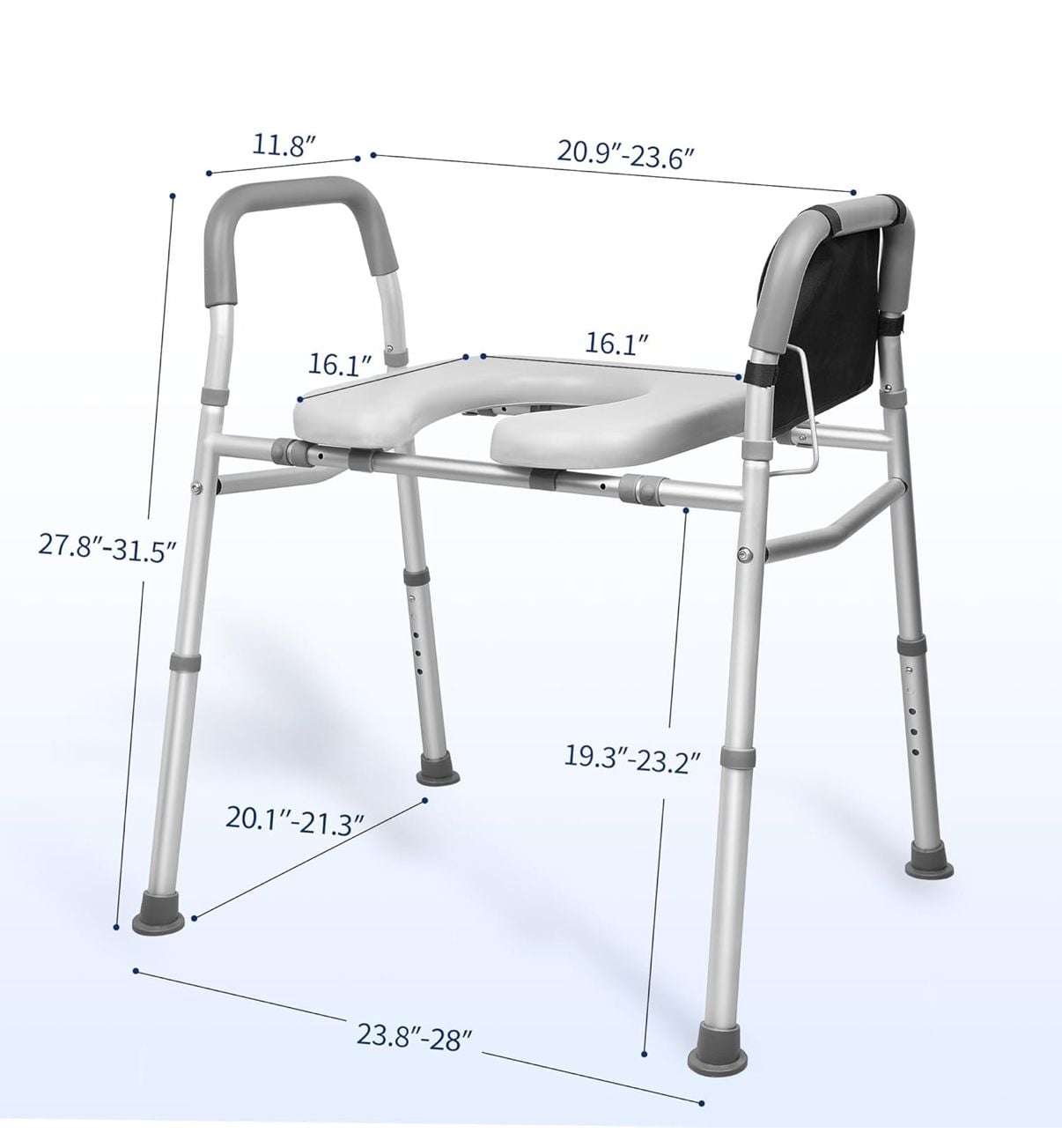 Adjustable Toilet Safety Rail with Backrest 7