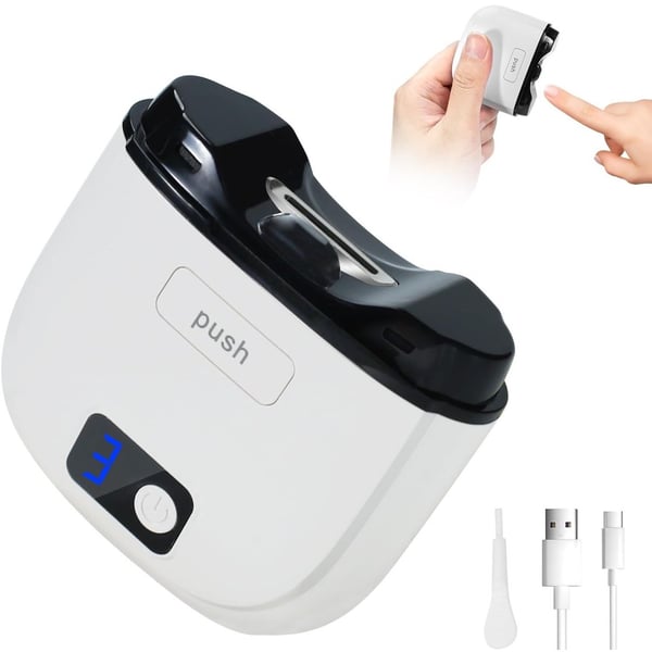 Electric Nail Clipper with Safety Blade and LED Light