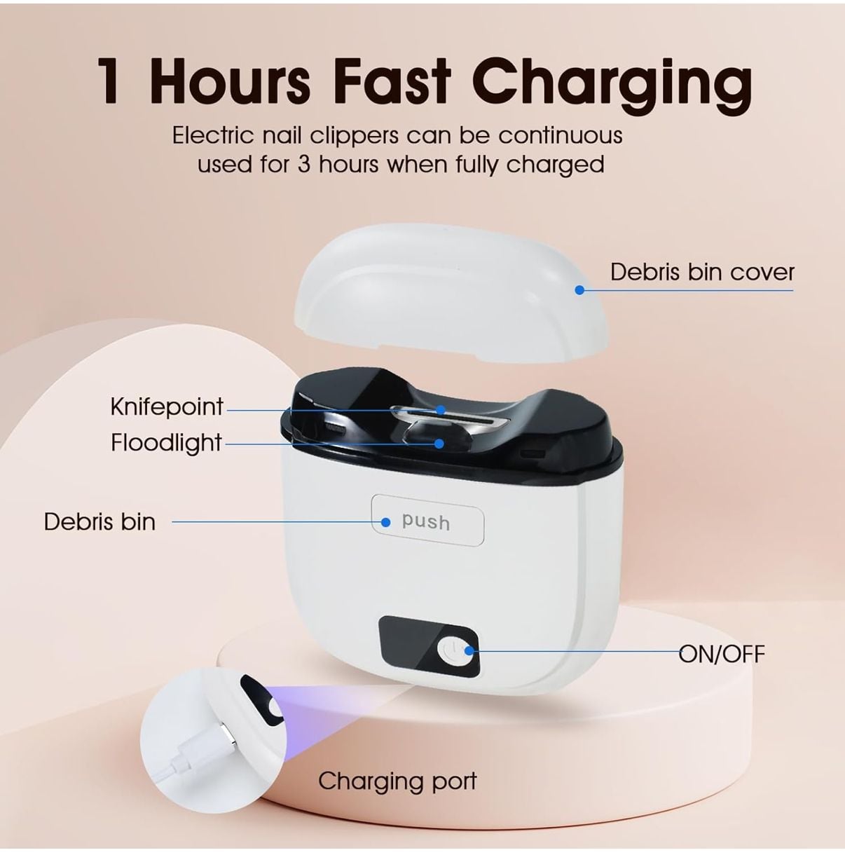 Electric Nail Clipper with Safety Blade and LED Light 5