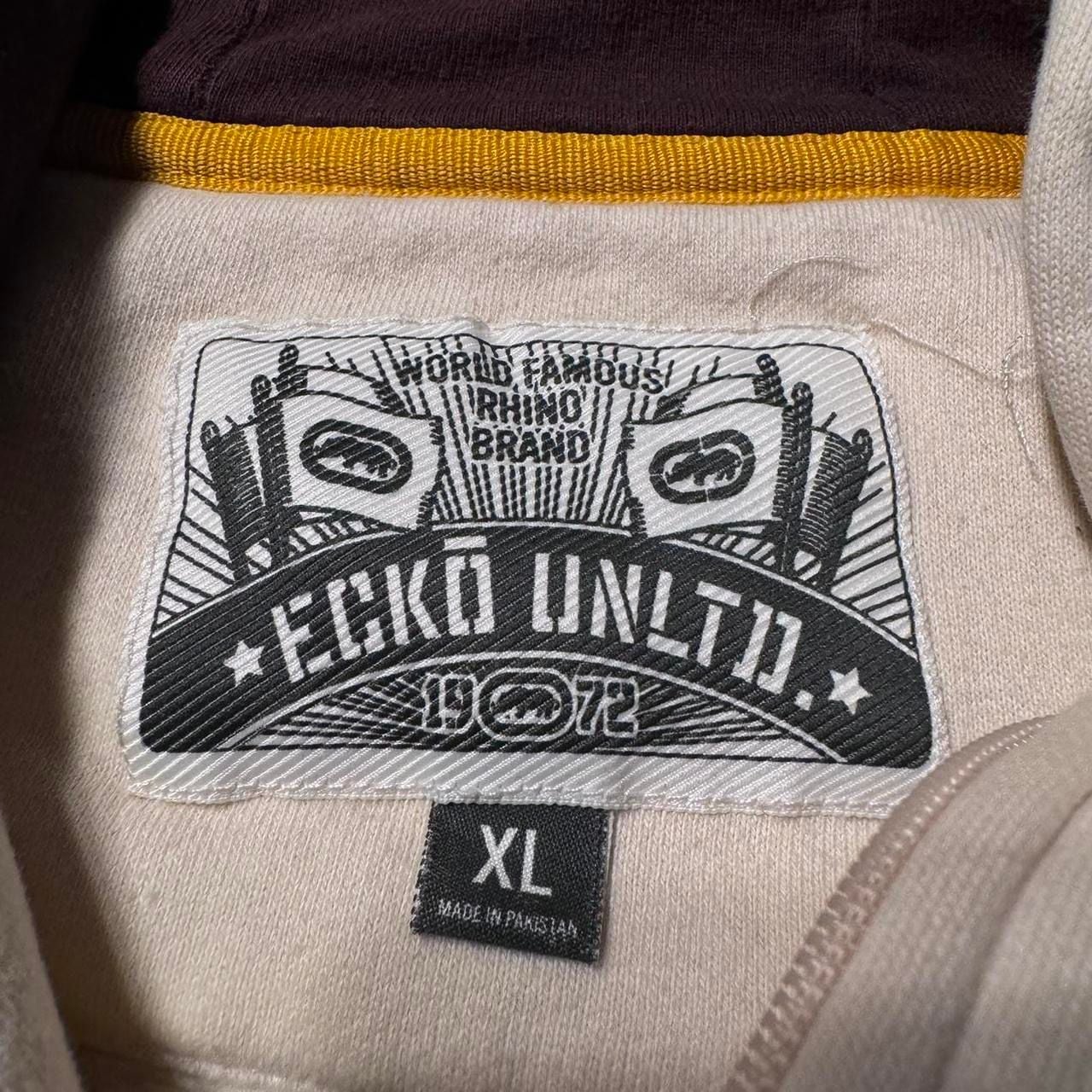 Ecko Unltd.biege zip up hoodie with embroidered logo and spellout X-large
5