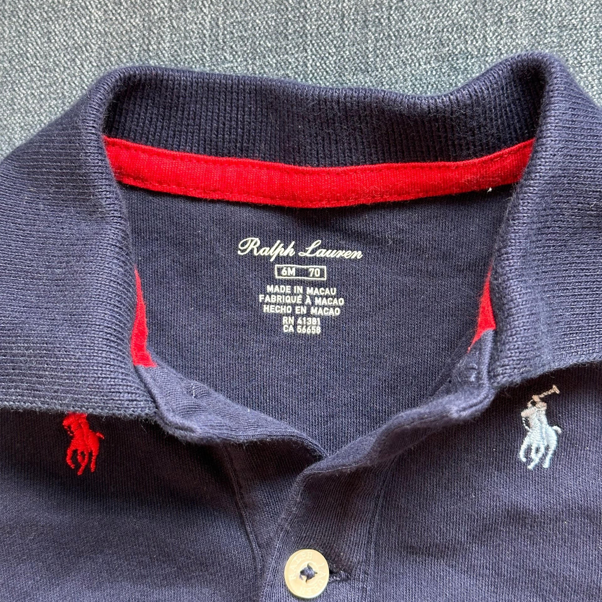 Polo Ralph Lauren Baby Boys Pony Cotton Coverall 6M Navy Embroidered Logo Romper 3