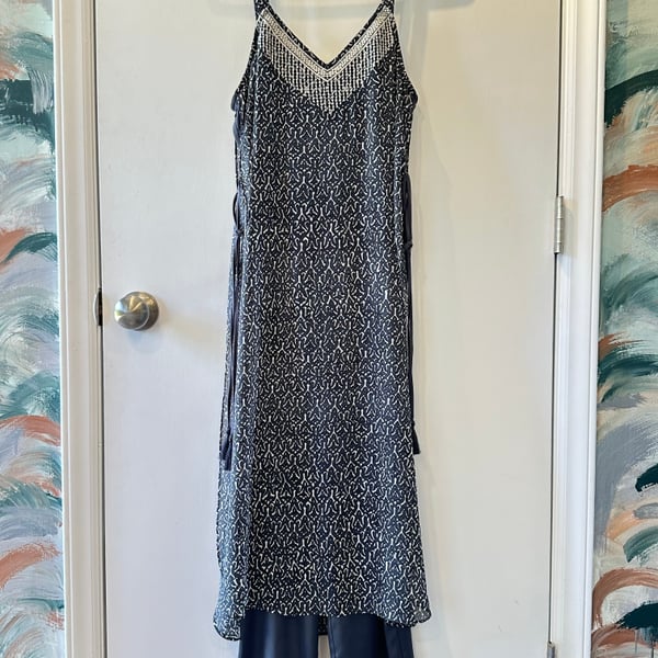 NIC+ZOE Overlay Jumpsuit Casablanca Nights Gray Small