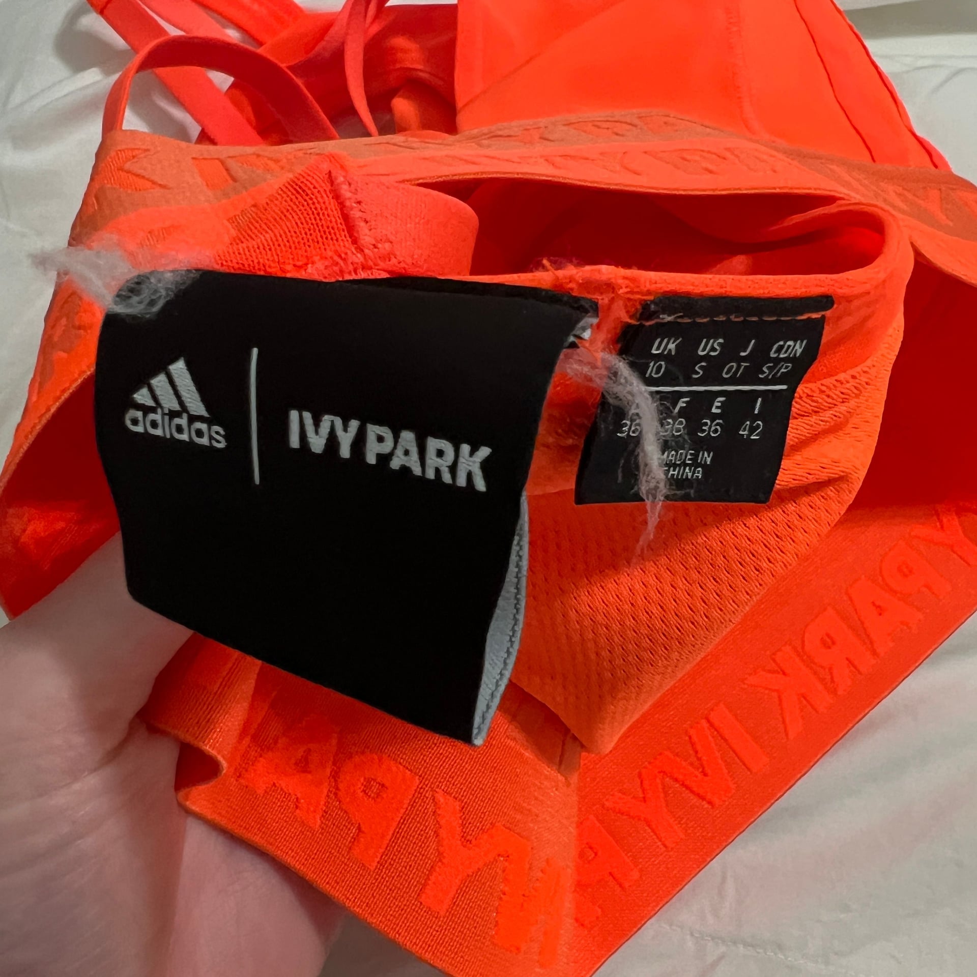 Adidas x Ivy Park Halter Bra Womens Size Small Solar Orange Beyonce Sporty Gym 6