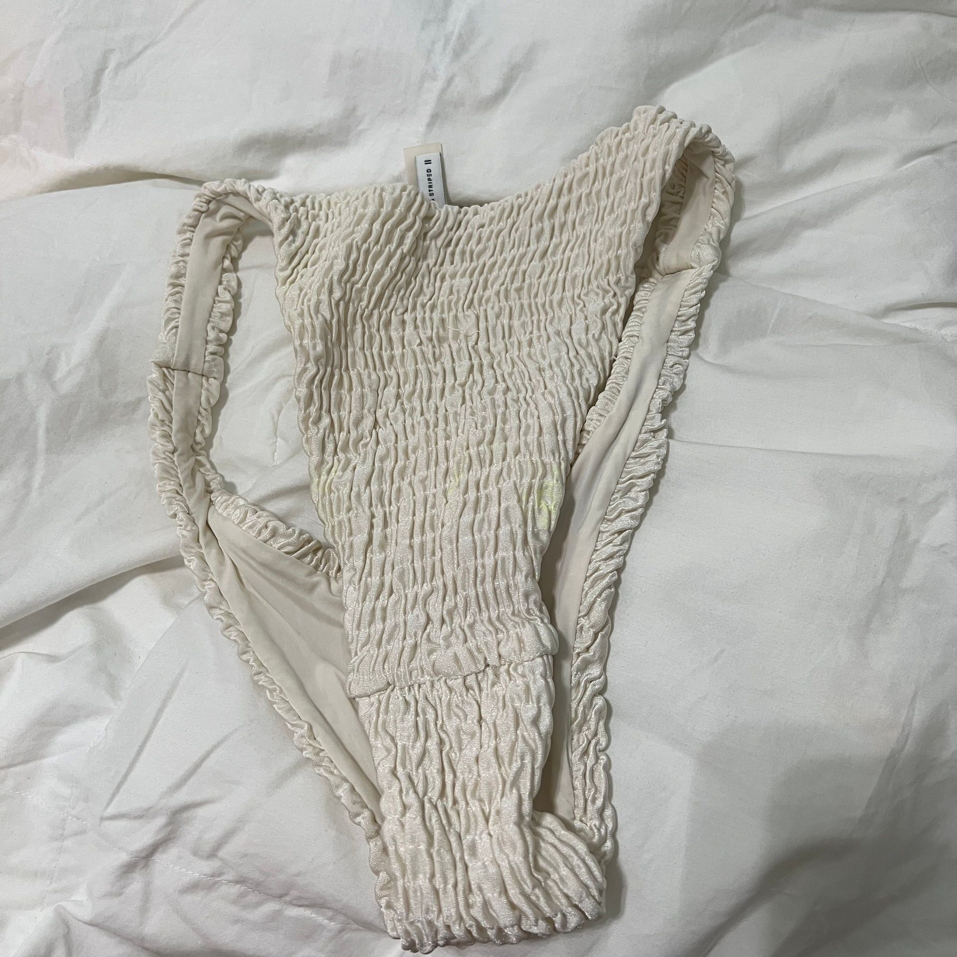Solid & Striped Annabelle Bikini Bottom Pearl Size Small Ruched High Waist 3
