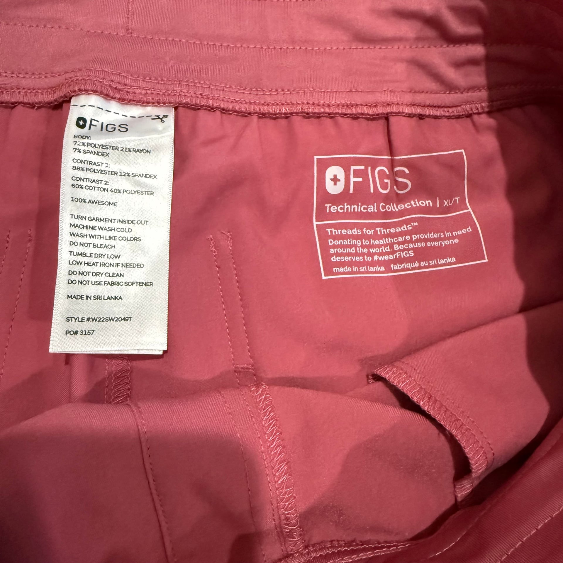 Figs Jogger Women Extra Large Tall Pink Taper Technical Scrub W211SW2050T 38x31 10