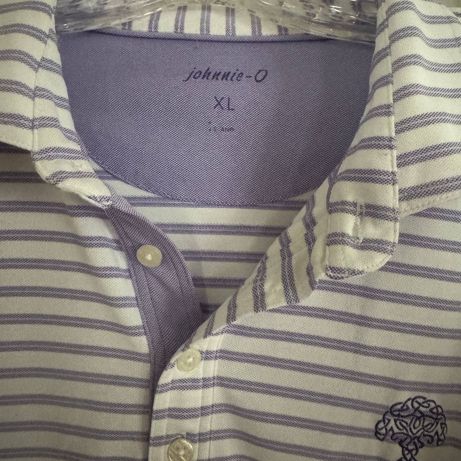 johnnie-O Lavender Striped Golf Polo Mens XL Stretch 2