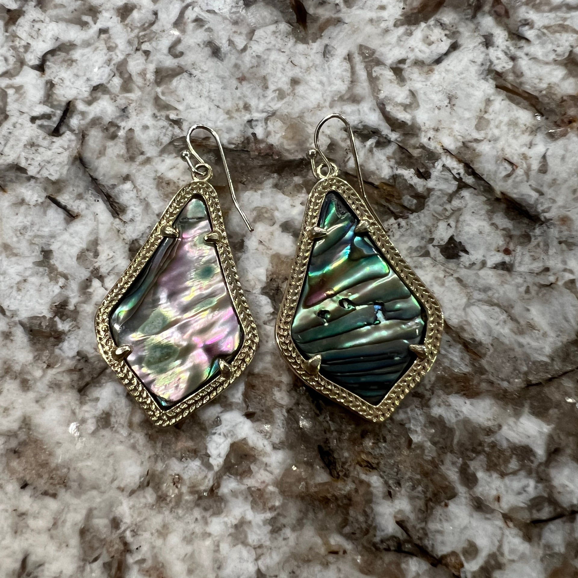 Kendra Scott Alex Gold Plated Abalone Style Earrings 2