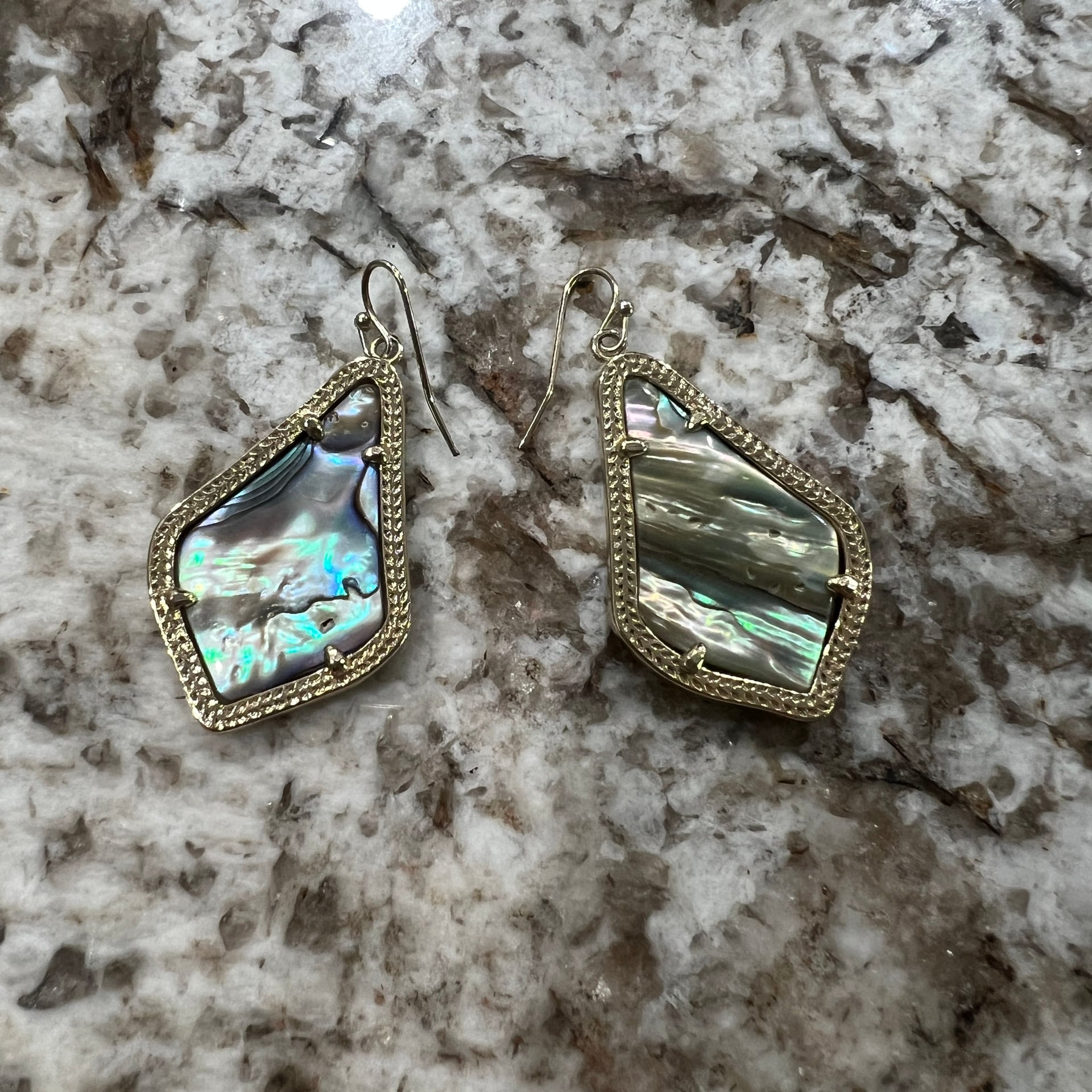 Kendra Scott Alex Gold Plated Abalone Style Earrings 1
