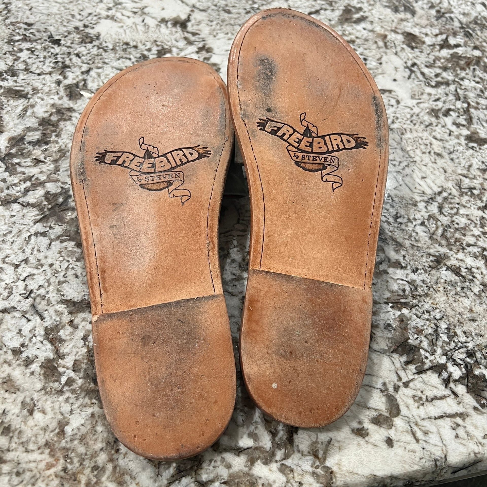 Freebird Women's Leather Golden Slip On Sandals Size 11 Brown Grey 5