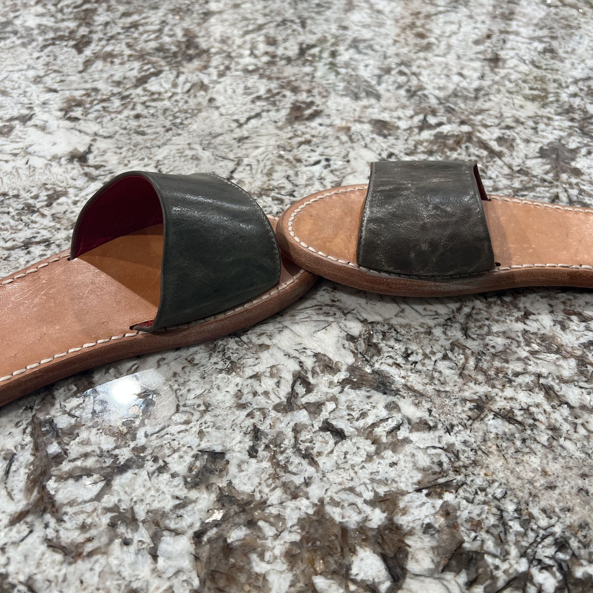 Freebird Women's Leather Golden Slip On Sandals Size 11 Brown Grey 6