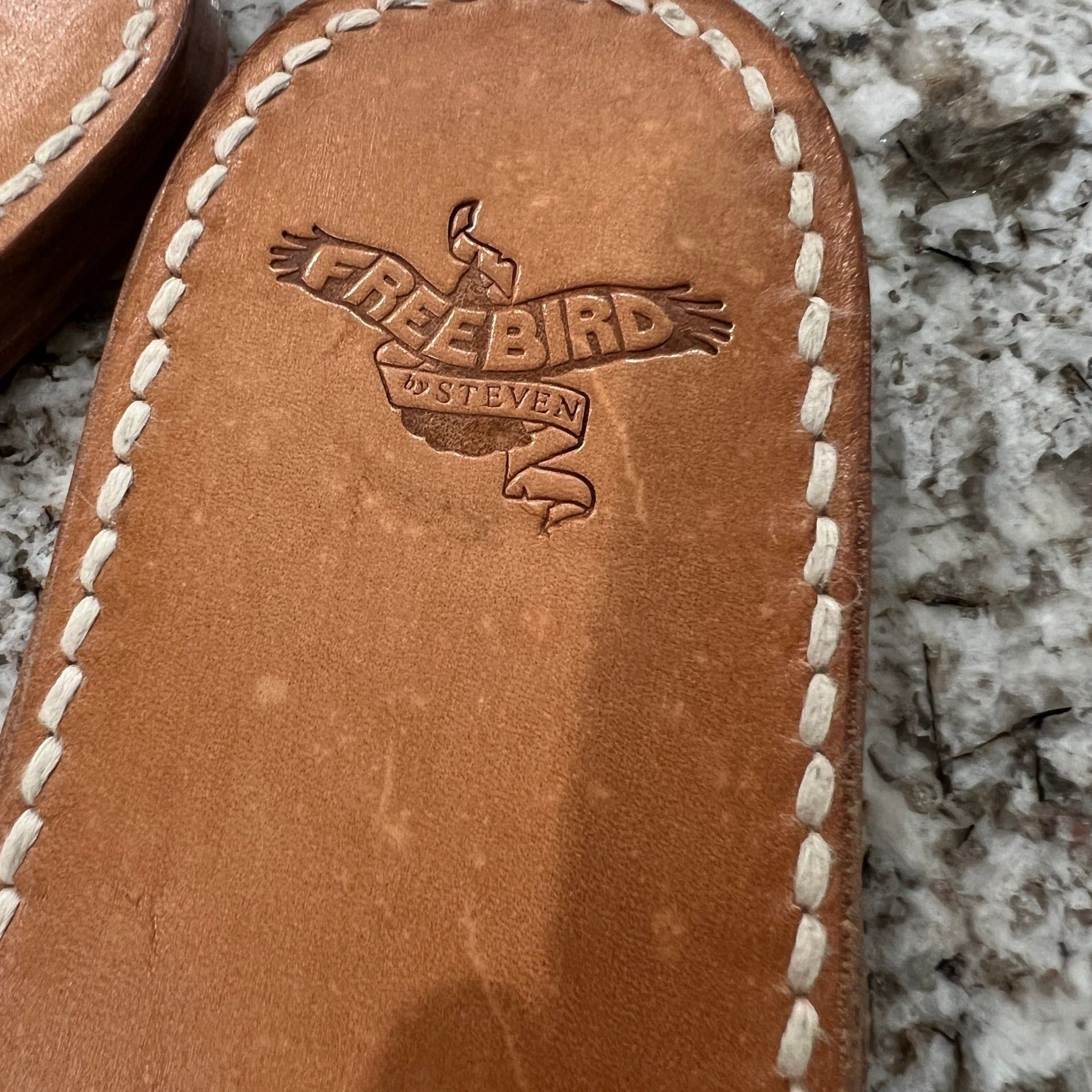 Freebird Women's Leather Golden Slip On Sandals Size 11 Brown Grey 3