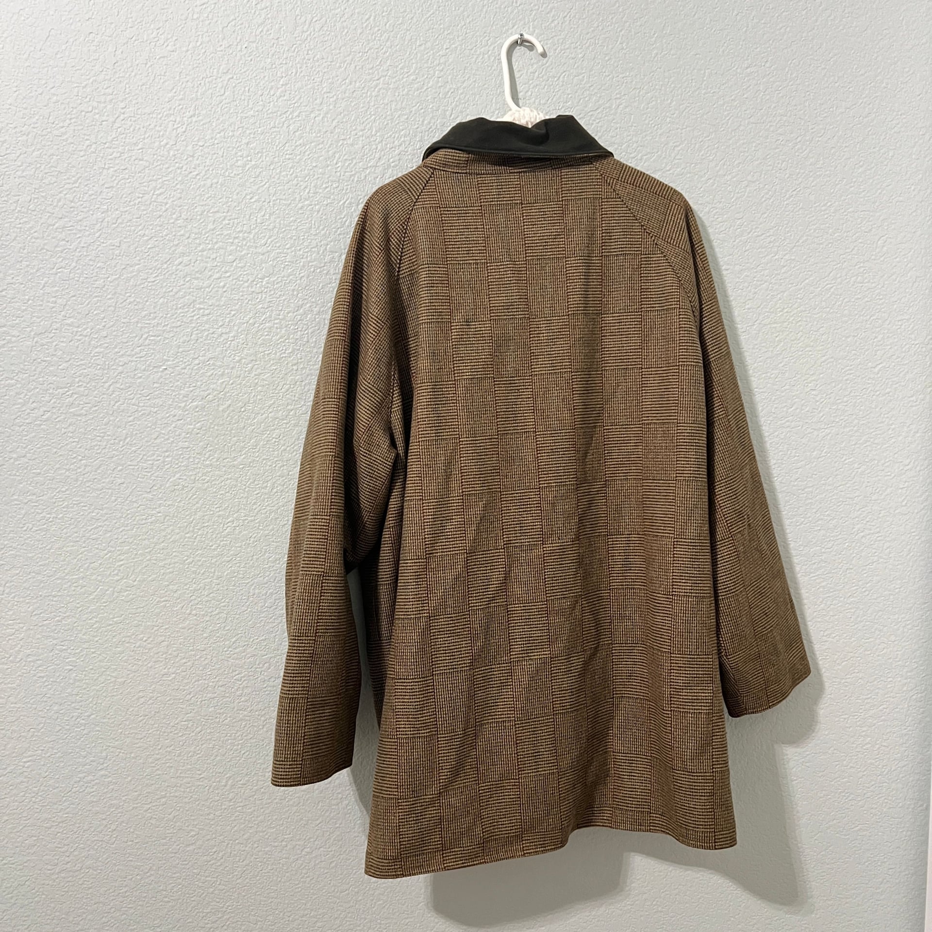 Hackett London Derby Tweed Men's Brown Green Plaid Wool Coat Size 44 / US XL 3