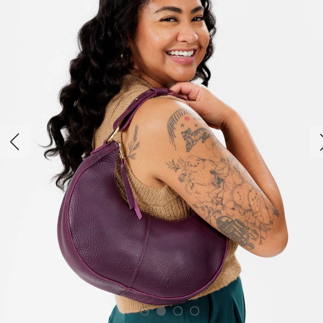 Portland Leather Nora Shoulder Bag Purple Plum Leather 3