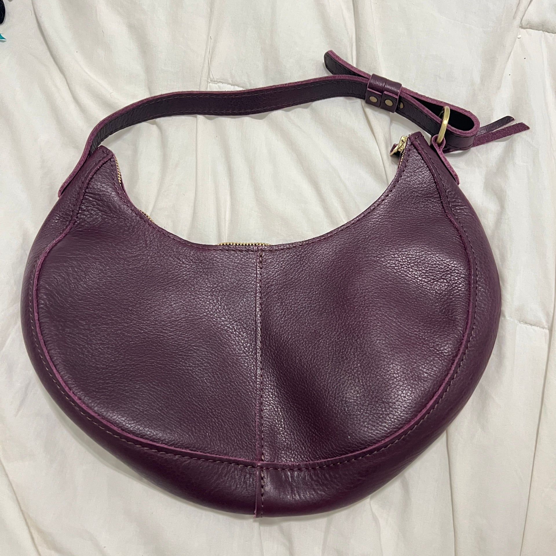Portland Leather Nora Shoulder Bag Purple Plum Leather 6