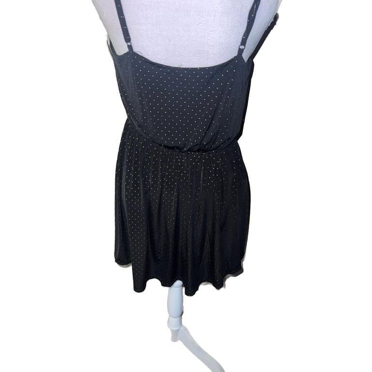 FOREVER 21 Black/ Black W/Gold polka dot Mini dress Size Large 7