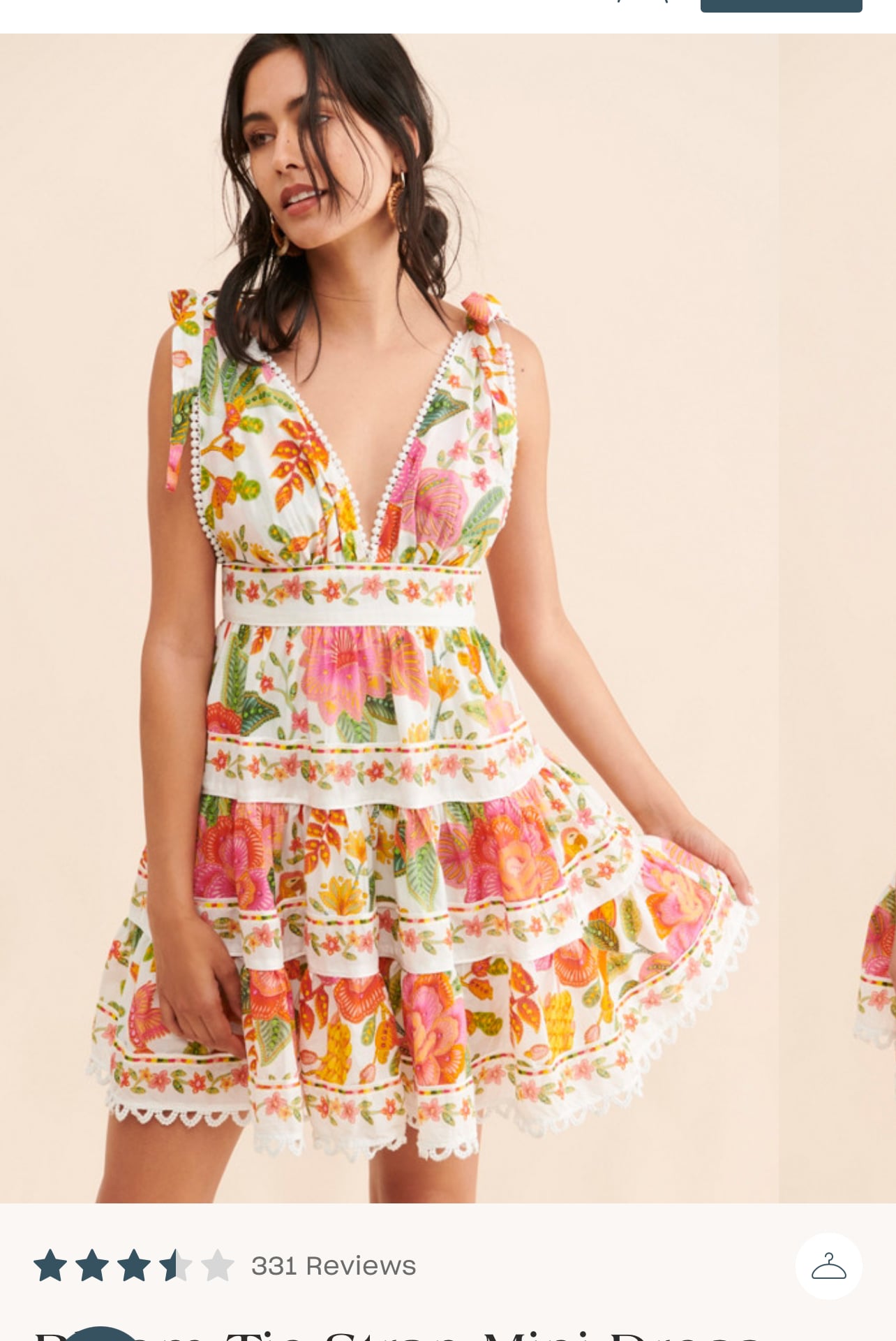 Farm Rio Bloom Tie Strap Mini Dress Size Large Tropical Floral 2