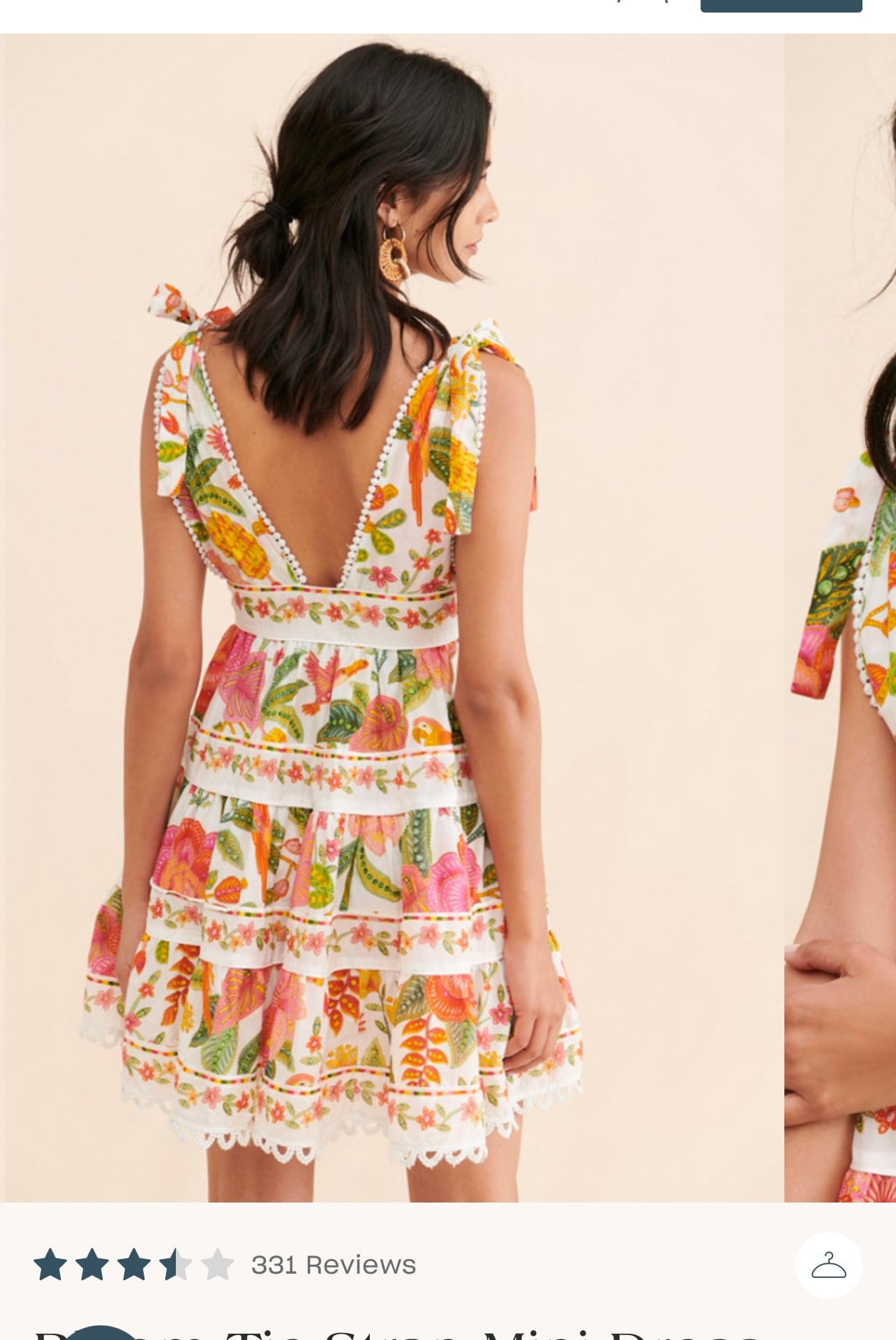Farm Rio Bloom Tie Strap Mini Dress Size Large Tropical Floral 3