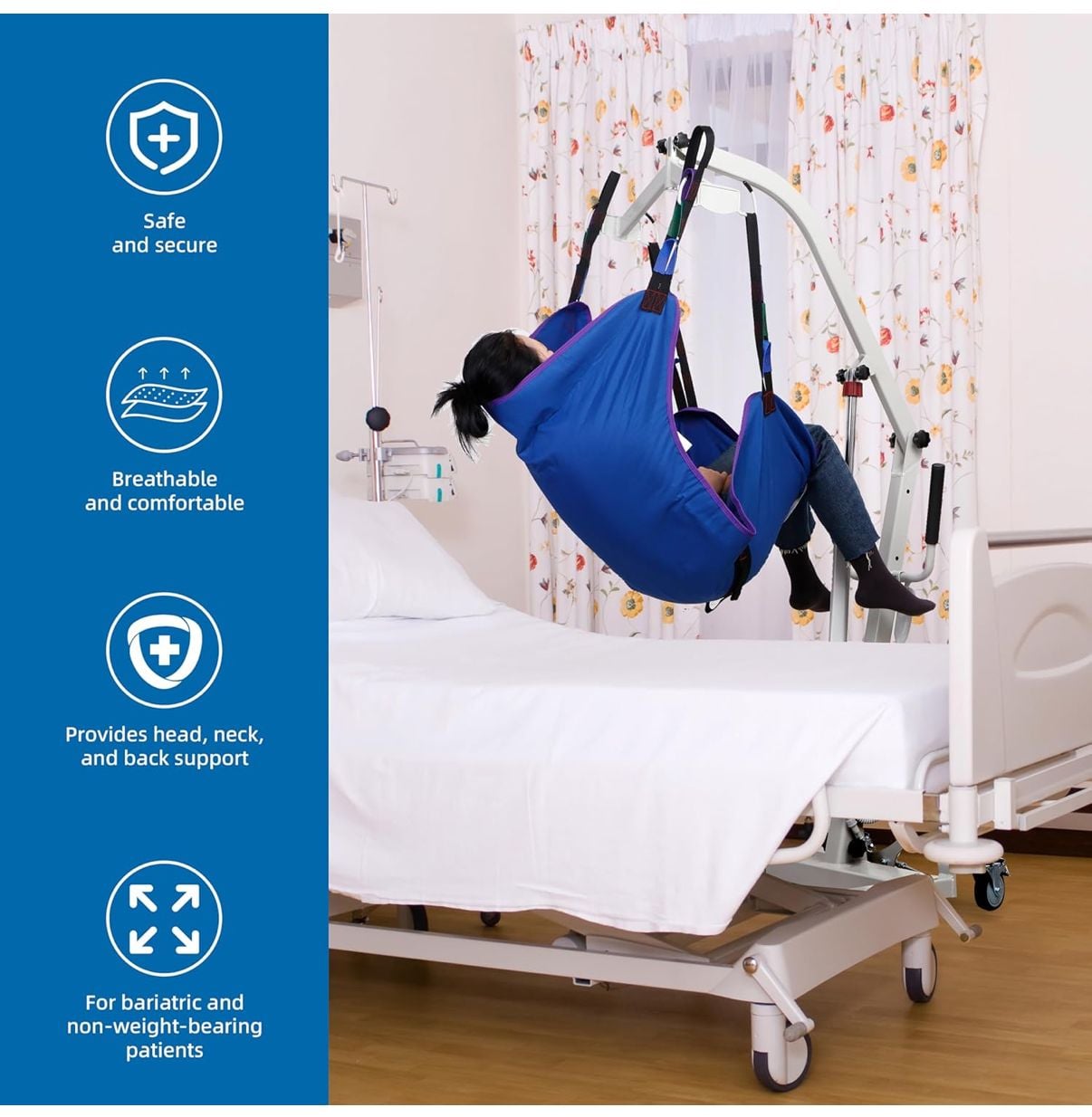 Versatile Patient Lift Sling Full Body Elderly Disabled Seniors Polyester Medium 5