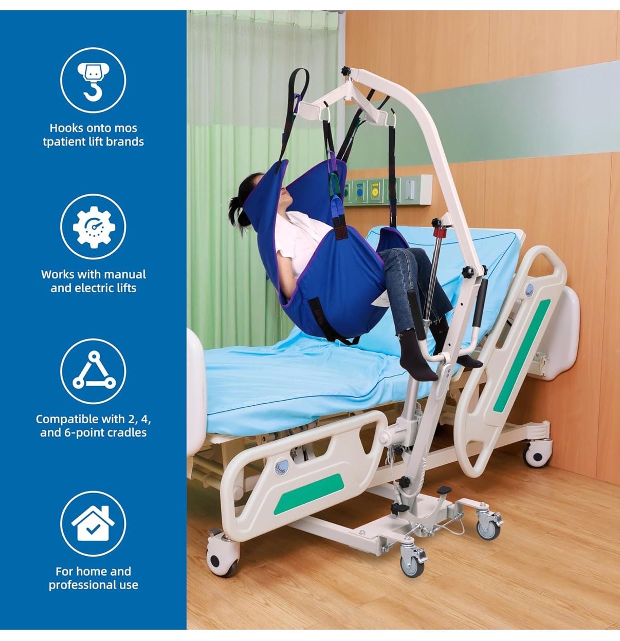 Versatile Patient Lift Sling Full Body Elderly Disabled Seniors Polyester Medium 4