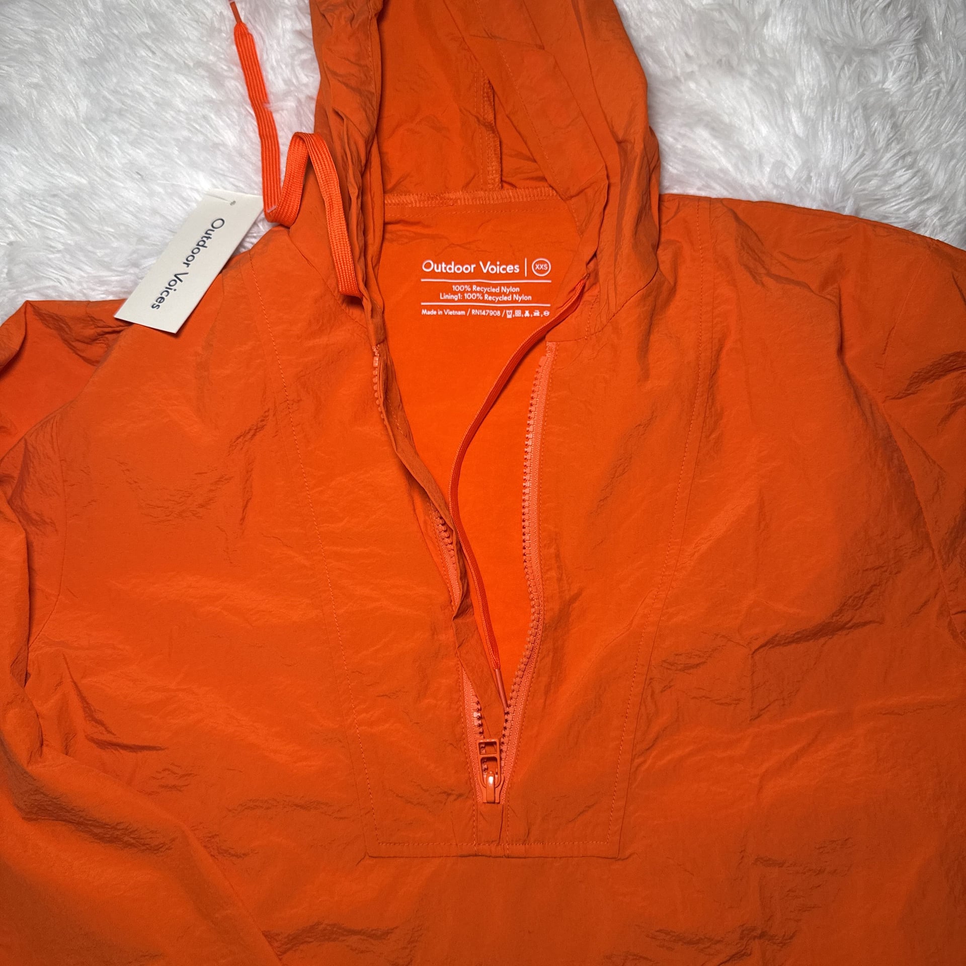 NWT Outdoors Voices Water Resistant Quarter Zip Pullover Jacket Orange Women's S 1