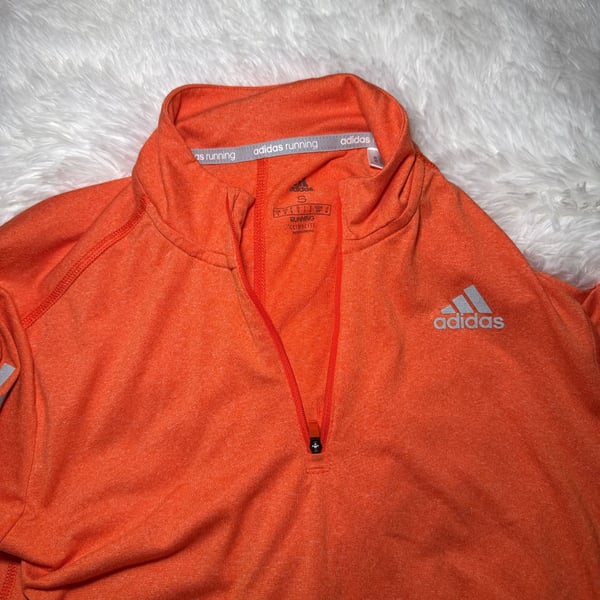 ADIDAS Womens Zip Neck Pullover Tracksuit Top size small Orange