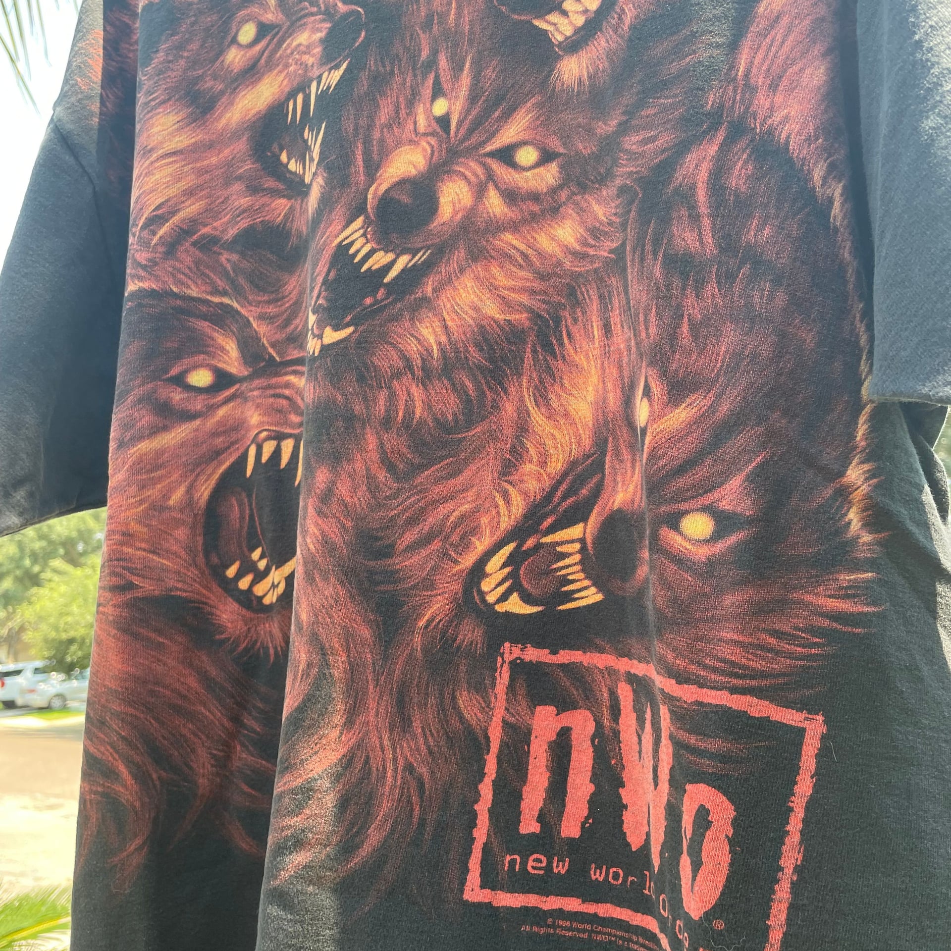 Vintage 1998 NWO New World Order Wolfpack Wolf Graphic Wrestling T-Shirt XL 2