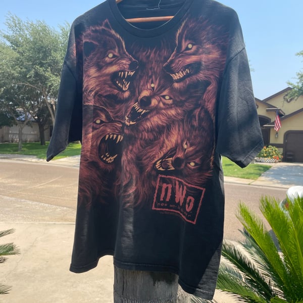 Vintage 1998 NWO New World Order Wolfpack Wolf Graphic Wrestling T-Shirt XL