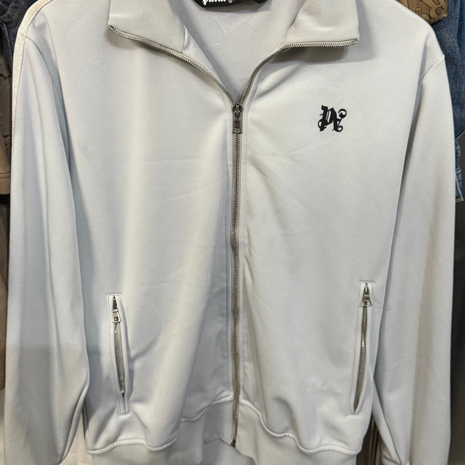 Palm Angels PA Monogram Track Jacket Grey Beige Black 1