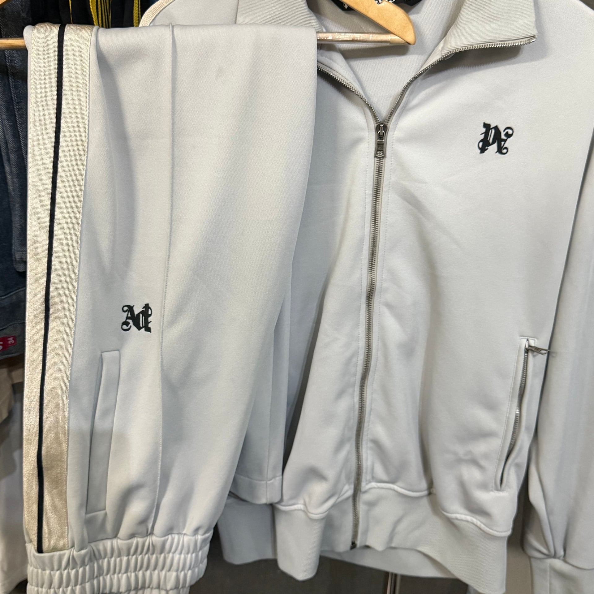 Palm Angels PA Monogram Track Jacket Grey Beige Black 2