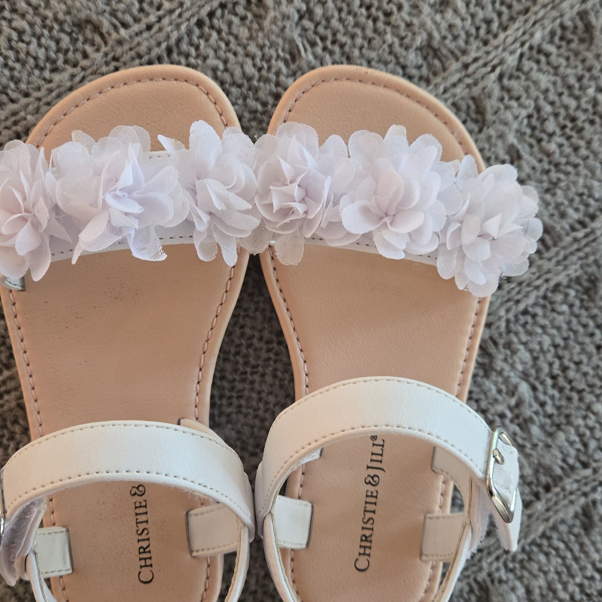 CHRISTIE & JILL - Toddler Girl Sandals- White - Size 10 5