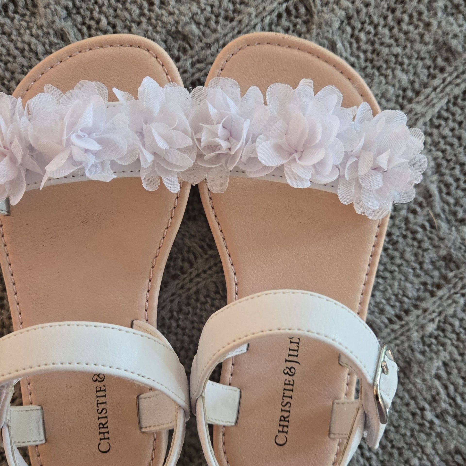 CHRISTIE & JILL - Toddler Girl Sandals- White - Size 10 1