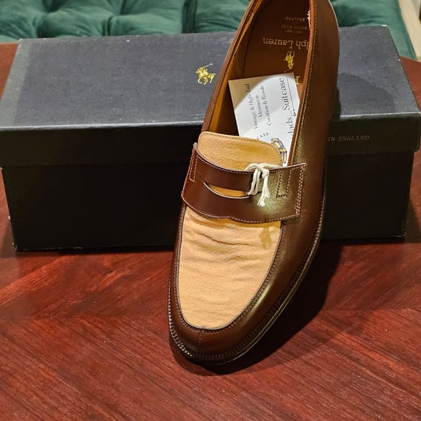 Ralph Lauren Crockett & Jones Leather Spectator Loafers Bench Made Size 9 D US