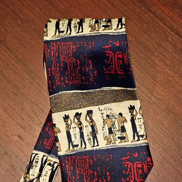 Vintage Rene Chagal Tie Egyptian Hieroglyphics Tie