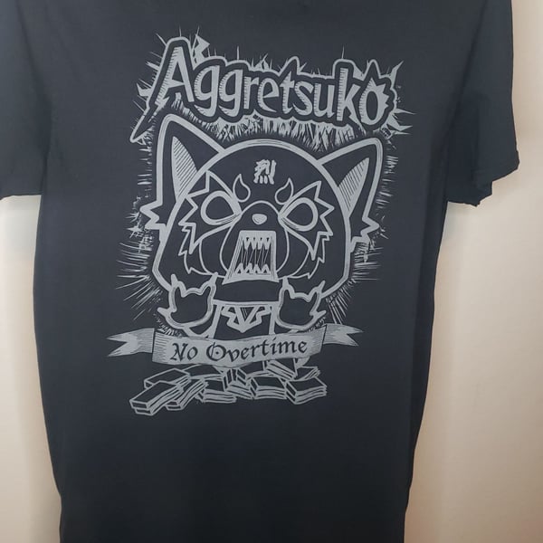 Aggretsuko No Overtime Loot Crate Black T Shirt 2015 2016 Sanrio size Large L