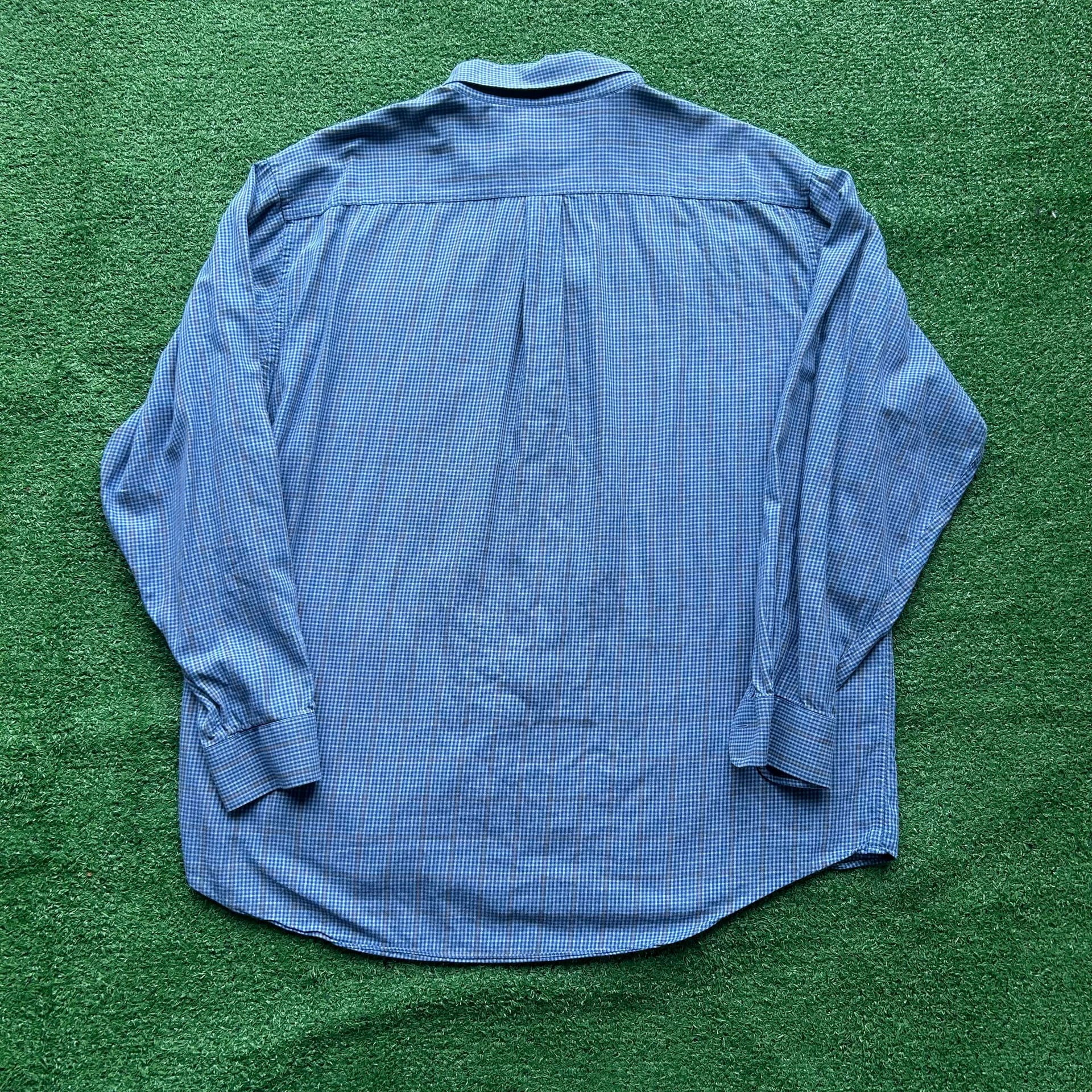 Mens Brooks Brothers button down dress shirt Blue Cotton/wool long Sleeve XL 2
