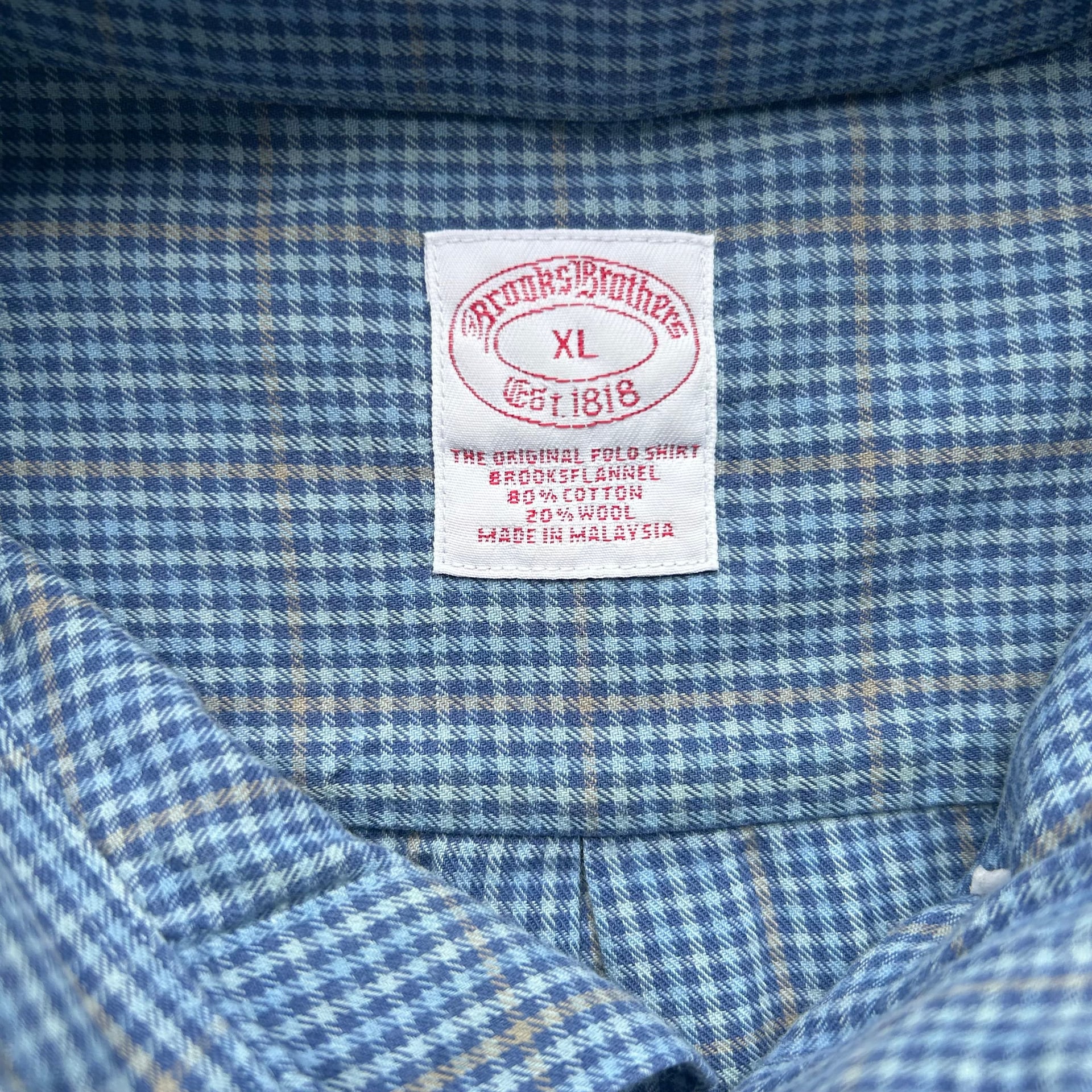 Mens Brooks Brothers button down dress shirt Blue Cotton/wool long Sleeve XL 3