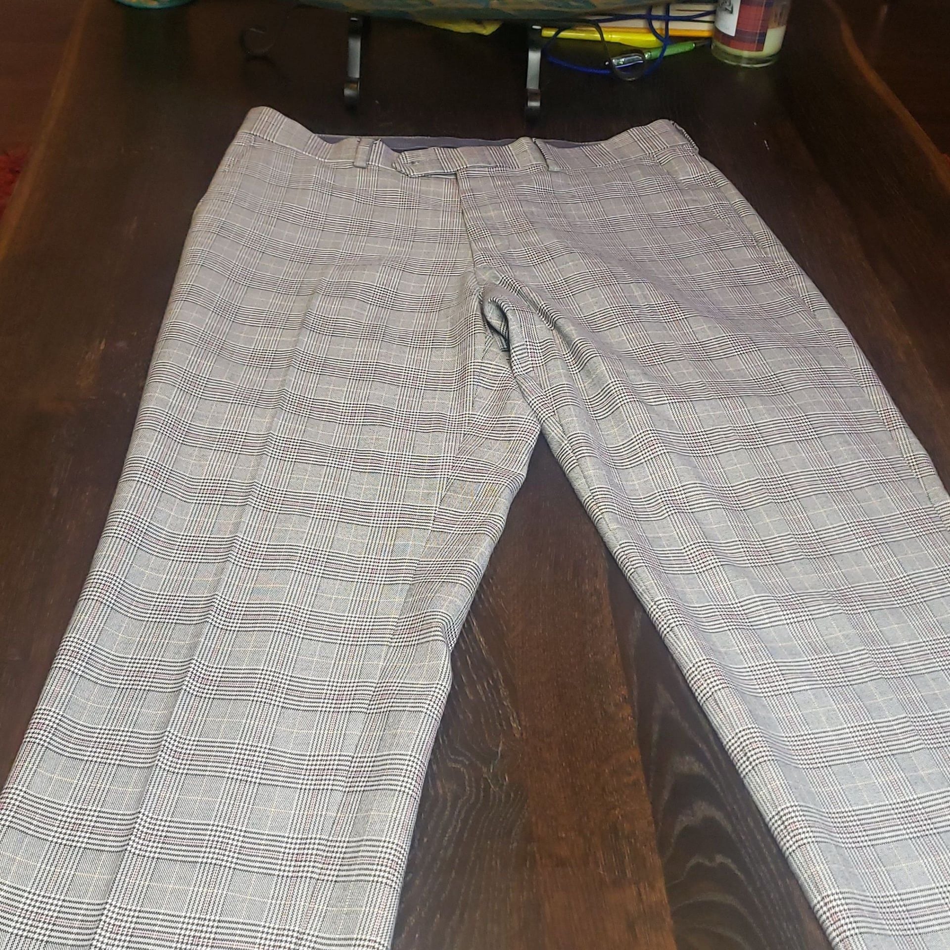Bar Iii Men's Slim Fit Plaid Suit Dress Pants Black White 32 x 34 1