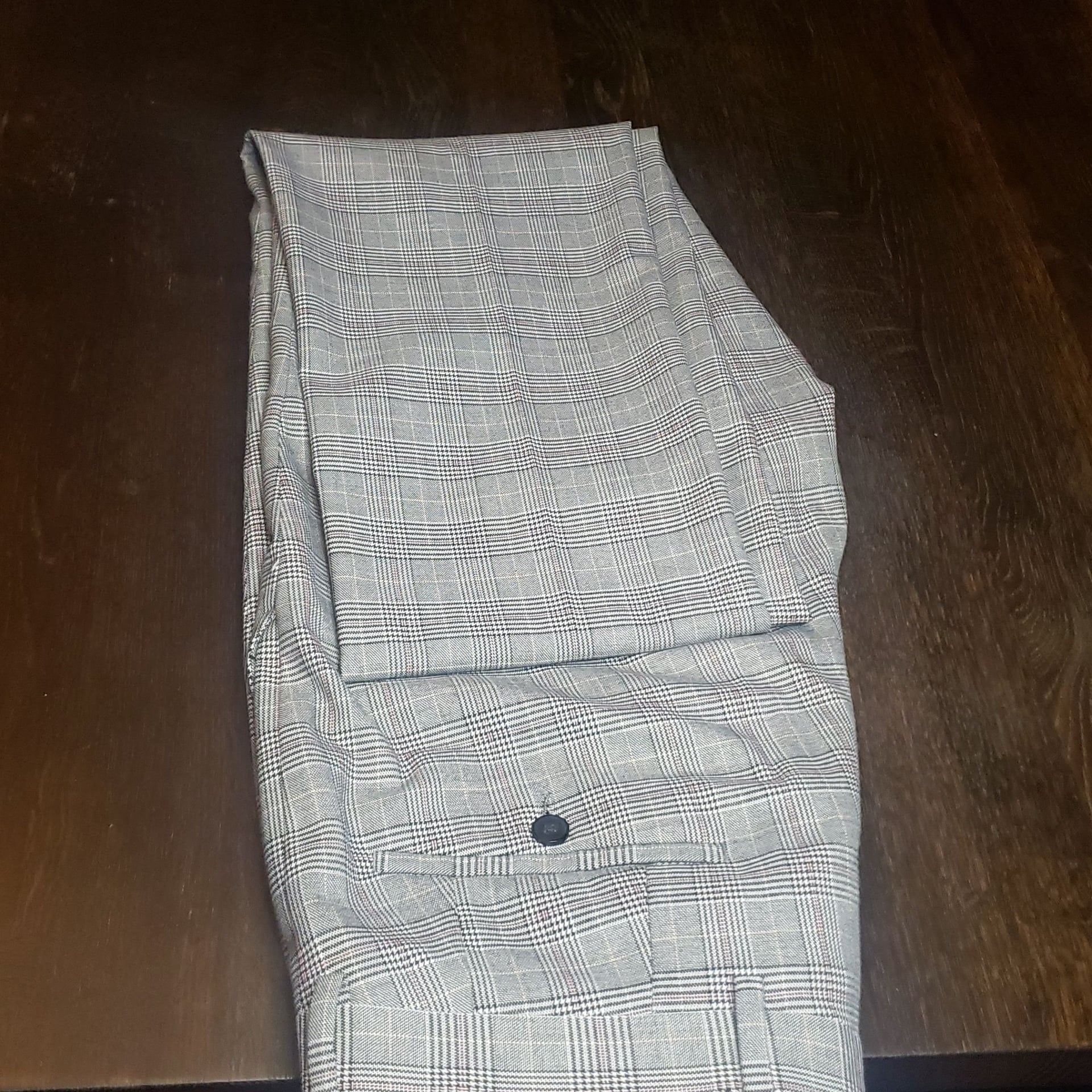 Bar Iii Men's Slim Fit Plaid Suit Dress Pants Black White 32 x 34 2