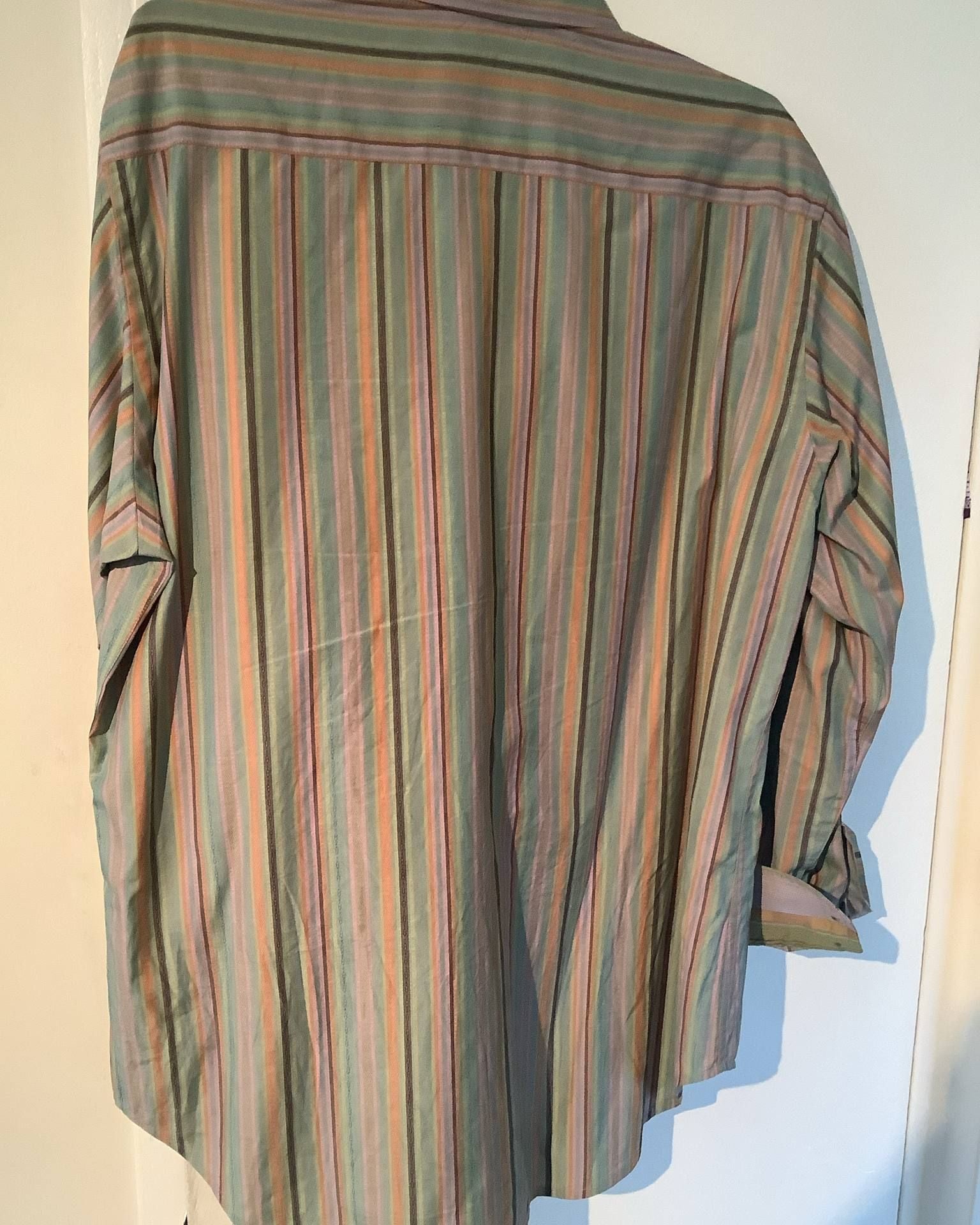 Robert Graham Men's L/S Button-Front Multicolor Stripe Flip Cuff Shirt Large 4