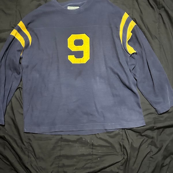 Steve and Barry’s  Bulldog Varsity Jersey Long Sleeve Navy Blue Yellow Size xxl